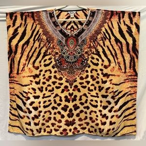 NWOT - Winlar Mid-Length V-Neck Animal Print (Tiger/Leopard) Kaftan - OS
